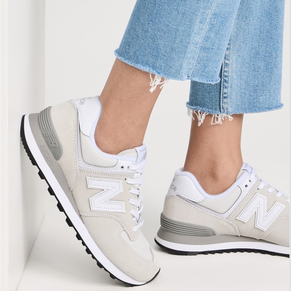 New Balance 574 White and Gray Sneakers
